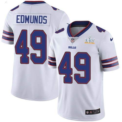 Men's Buffalo Bills #49 Tremaine Edmunds White NFL 2021 Super Bowl LV Stitched Jersey
